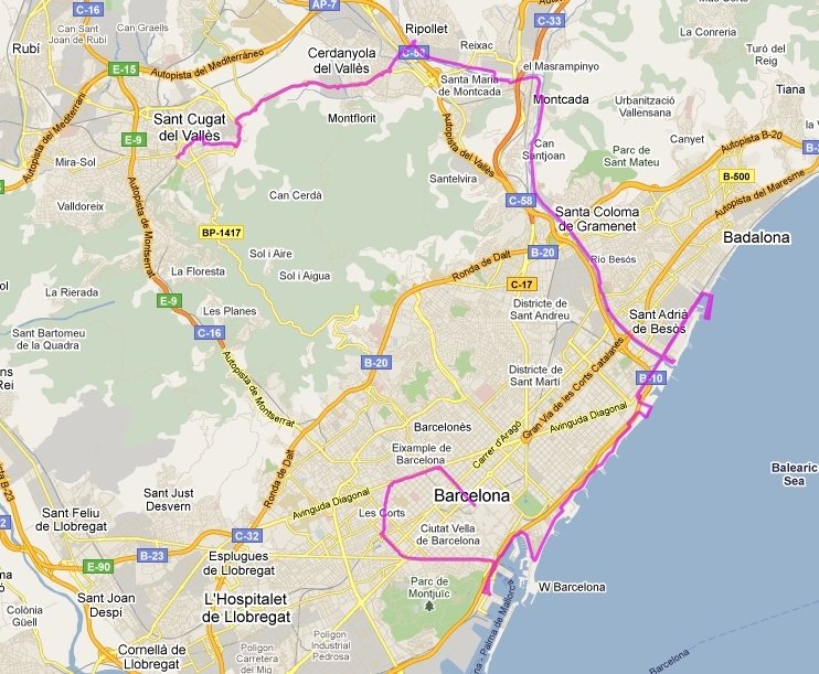 Ruta Turistica por Barcelona y el Valles en bicicleta